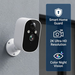 2PCS 4MP Wireless Security Camera 2K WiFi Solar Battery Power Camera Outdoor