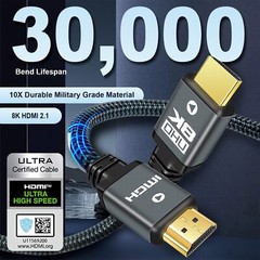 8K HDMI Cable HDMI 2.1 Cord 48Gbps High Speed UHD 4:4:4 HDTV 3D Dolby HDCP HD