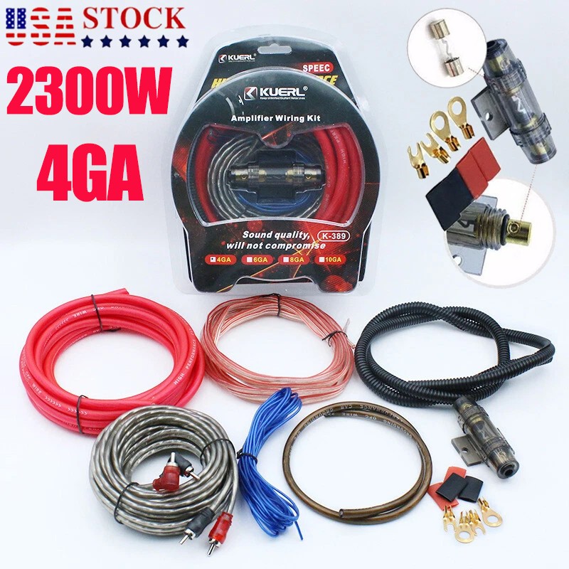 2300W 4-Gauge Car Audio Cable Kit – Amp Installation, RCA, Subwoofer, Sub Wiring