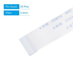 20 Pins 0.5mm Pitch 250mm FPC FFC Flexible Flat Cable (A Type), 20Pcs