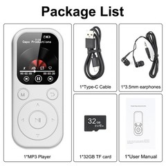Portable 32GB MP4 Player 1.8″ IPS Screen Bluetooth 5.4 APE/FLAC Support Type-C
