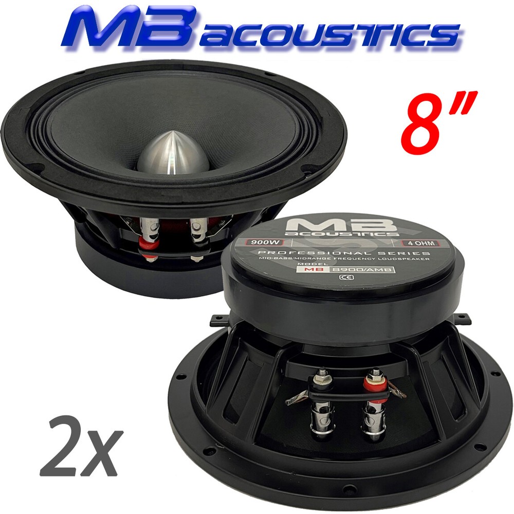 1 pair 8″ Midrange Bullet Speaker 900W 42oz magnet 2″ Bullet VC 4Ω MB Acoustics
