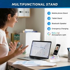 5-in-1 Wireless Induction Bluetooth Speaker Phone Holder RGB Light Rechargeable