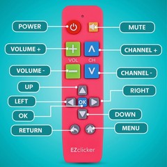 EZclicker Big Button Universal TV Remote (Pink) Simple Easy to Use, Pink