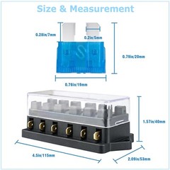 6 Way Blade Fuse Box Block Holder 12-24V Car Boat Power Distribution Panel Board
