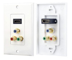 2 Pack HDMI + Component Video Media Wall Plate 3-RCA RGB Outlet Jack HDTV White