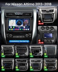 For 2013 2014-2018 Nissan Altima Radio GPS Stereo Apple CarPlay Android13 Camera