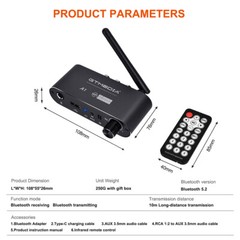 Bluetooth 5.0 Audio Receiver DAC Converter 3.5mm AUX Adapter for TV Car Stereo