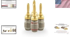 4 Pcs 24k Gold Banana Plugs – Effortless Audio System Connection, 10-18 AWG