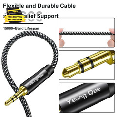 Aux Cord 1Ft, 3.5Mm Aux Cable – Nylon Braided Audio Cable 3.5Mm Male to Male AUX