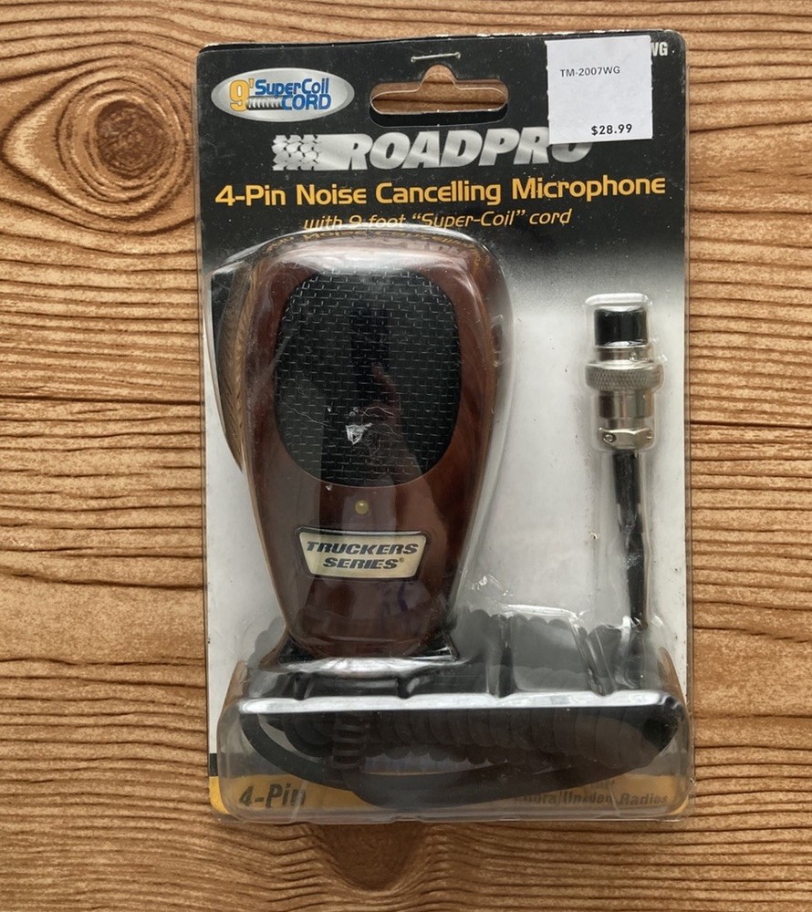 RoadPro 4-Pin Noise Cancelling CB Microphone Super Coil Cord New Old Stock