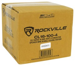 Rockville CL16-100-4 CL2 Rated 16 AWG 100′ 4 Conductor Speaker Wire In Ceiling