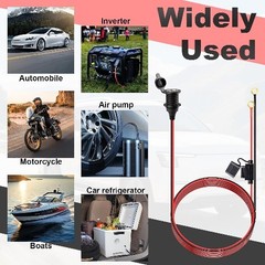 3.3 FT 12V Fixed Thread Power Outlet, 12V Female Cigarette Lighter Socket, 12 AW