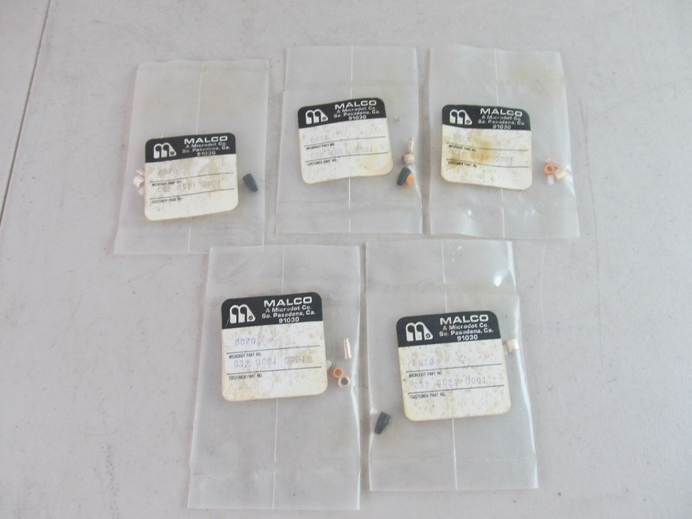 QTY=5 Malco Microdot 032 0021 0001 RF Coaxial Straight Plug Connector 50 Ohms