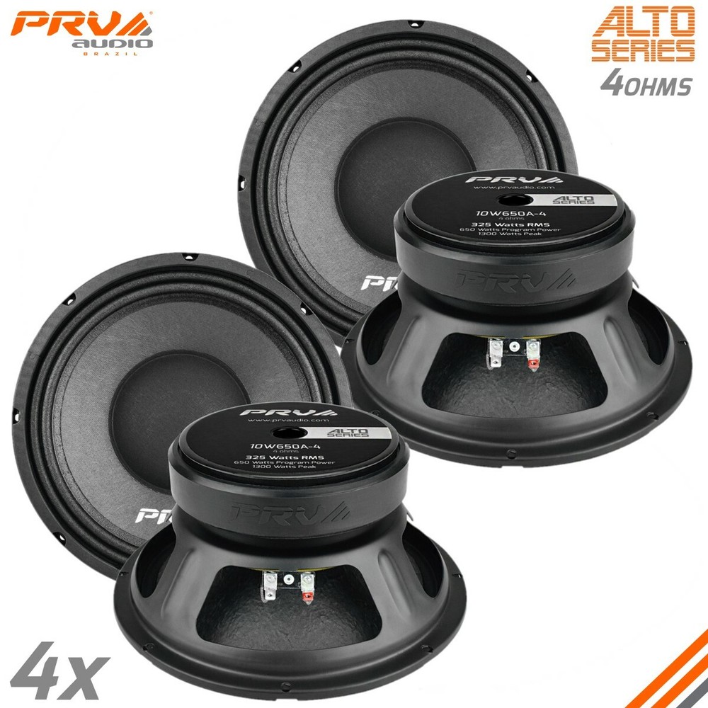 4x PRV Audio 10W650A-4 Midbass ALTO Car Audio 10″ Speakers 4 Ohm 10A PRO 2600W