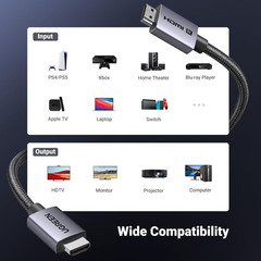 UGREEN 8K HDMI 2.1 Cable 48Gbps 6.6FT, Certified Ultra High Speed HDMI Cord Alum