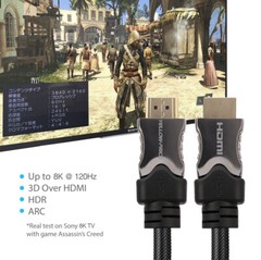 8K Fiber Optic HDMI Cable 2.1 Lot (8K@60Hz, 4K@120Hz, 48Gbps) HDCP2.2, 4:4:4 HDR