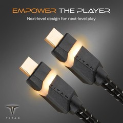 2-PACK Titan 8K LED HDMI Cable 3 ft Amber LED High Speed 48Gbps 8K 60Hz, 4K 120H