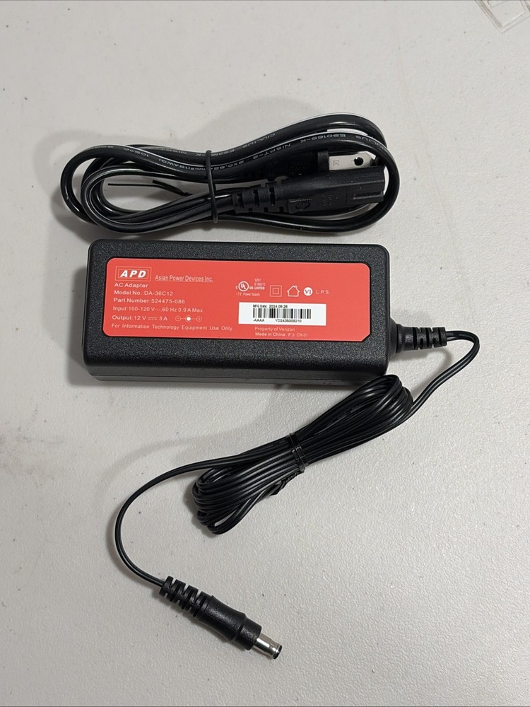 APD Verizon FiOS AC/DC Adapter Power Supply 12VDC 3A DA-36C12 524475-086