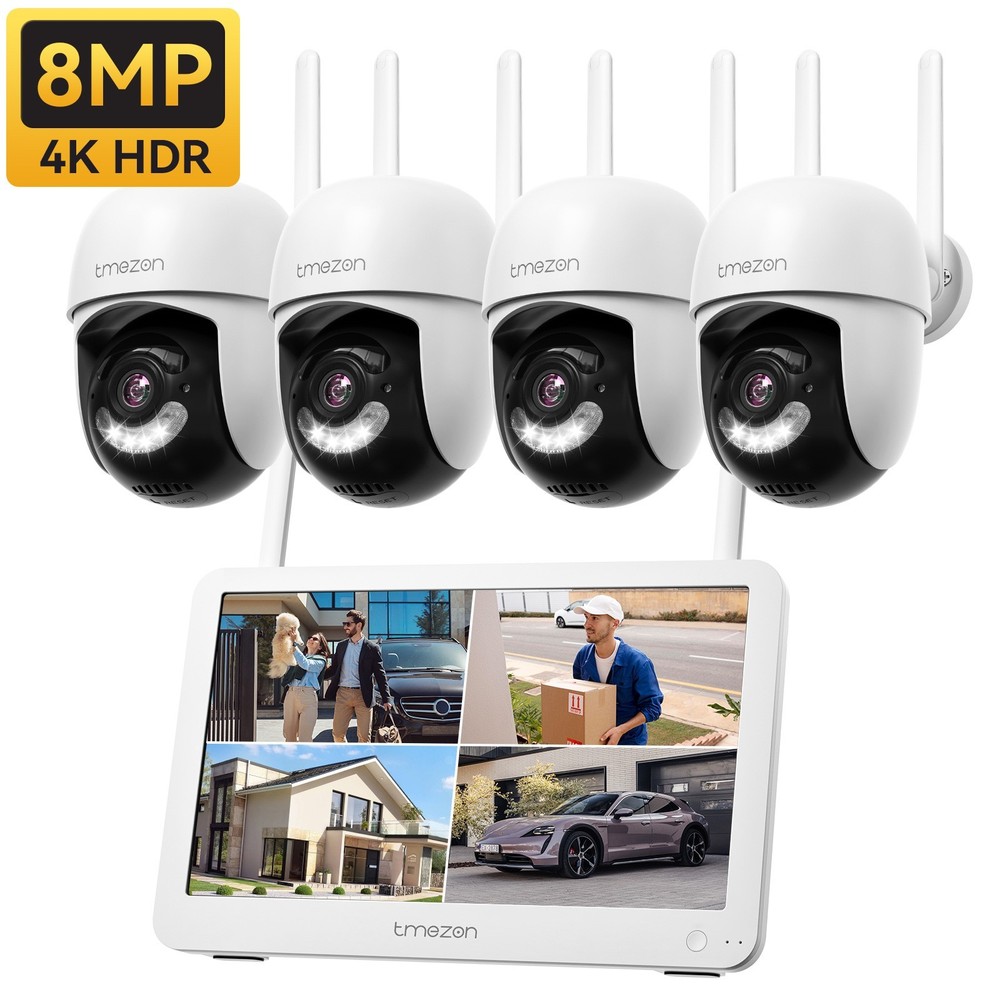 8MP 10CH NVR Outdoor Wireless Security CCTV PTZ Camera System 12” Monitor 2TB