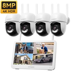 8MP PTZ Security Camera System Outdoor Wireless Audio CCTV 10CH NVR 12” Monitor