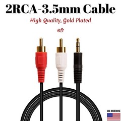 6ft Audio 3.5mm Male Jack to 2RCA Male Cable 1/8″ 2 RCA Stereo Aux Y Splitter