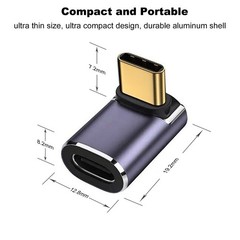 90 Degree USB-C Male to Female Adapter, 2 Pack Right Angle 100W Type-C Adapte…