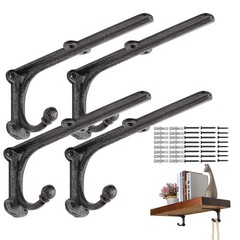 Rustic Shelf Brackets 8 Inch Shelving Brackets, 8Inch 4Pack, Black