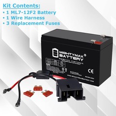 Mighty Max Replacement for 12V Power Wheels 12v 7ah RideOnToy battery and wire