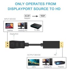 4K DisplayPort to HDMI Cable DP to HD Adapter Cord For PC Monitor Projector 6FT