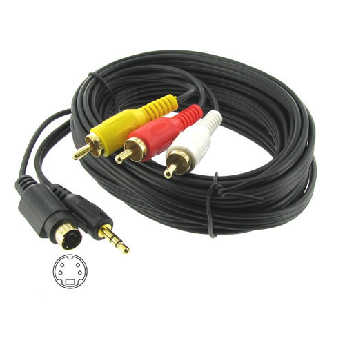 5′ 4 Pin S-Video 3.5mm Audio to 3 RCA PC to TV Cable