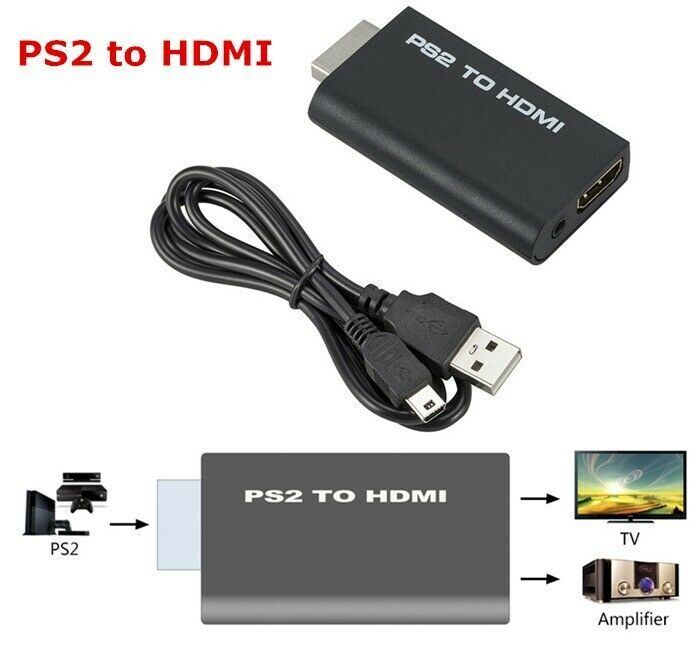 PS2 to HDMI Video Converter Adapter with 3.5mm Audio Output for HDTV Monitor