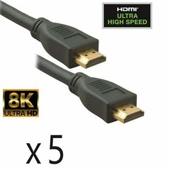 5 Pack 1ft Ultra High Speed HDMI 2.1 Cable with Ethernet 4K 8K HDR Dolby Vision