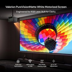 Valerion 120″ PureVision Motorized Screen, 4K/8K UHD, Laser Speckle Reduction