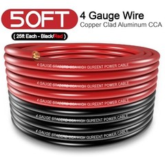 4 Gauge Amp Wire 50FT Battery Cable Calibre 4 Awg 50FT Wire+50FT Cable Sleeve