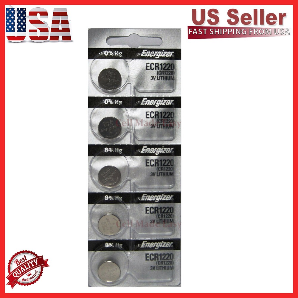 5 Fresh ENERGIZER CR1220 BATTERY 3V LITHIUM DL1220 BR1220 DL1220 ECR1220 SB-T13