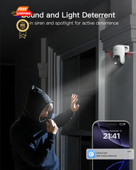 VIMTAG Pan/Tilt Outdoor Security Camera, 2.5K 4MP WiFi White&Black,4MP,1Pack