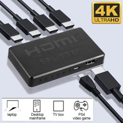 HDMI Splitter 1 In 4 Out 4K UHD HD 1080P 4-Port Repeater Splitter Amplifier 1×4
