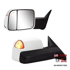 Towing Mirrors Painted Compatible with 2009-2018 Dodge Ram 1500, 2010 White