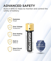 GIGASTONE Constant Voltage Rechargeable AA Batteries (4 Pack), 3000mWh, Lithium