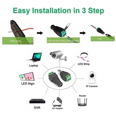100 PCS X DC Male+Female Power Plug Adapter Connector 5.5×2.1mm For CCTV LOT