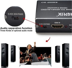 Compact 4K x 2K HDMI Audio Splitter – Supports Dual Audio Outputs & Easy Install