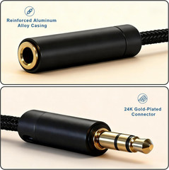 3.5mm Headphone Splitter AUX Audio Cable 2 Way Jack Adapter Braided