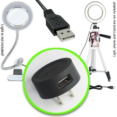 NEW BLACK USB Power Supply (5V/1A) for Magnifying/Photography/Makeup LED Light