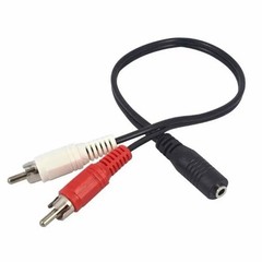 3.5mm Stereo Female Mini Jack to 2 Male RCA to Headphone Plug Adapter Y-Cable
