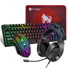 Wired Gaming Keyboard and Mouse Headset Combo RGB Backlit for Xbox One PS5 PS4