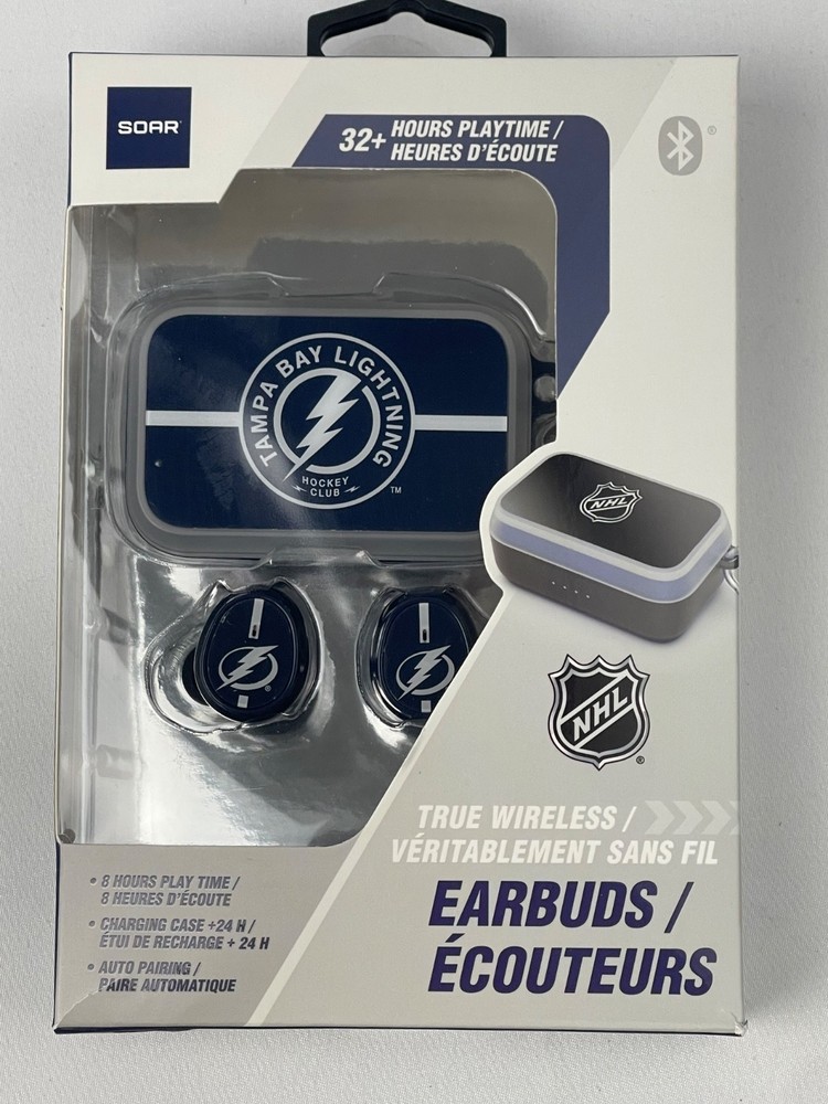 SOAR NHL Tampa Bay Lightning Bluetooth Earbuds WIRELESS + charge case 32+ hr $35