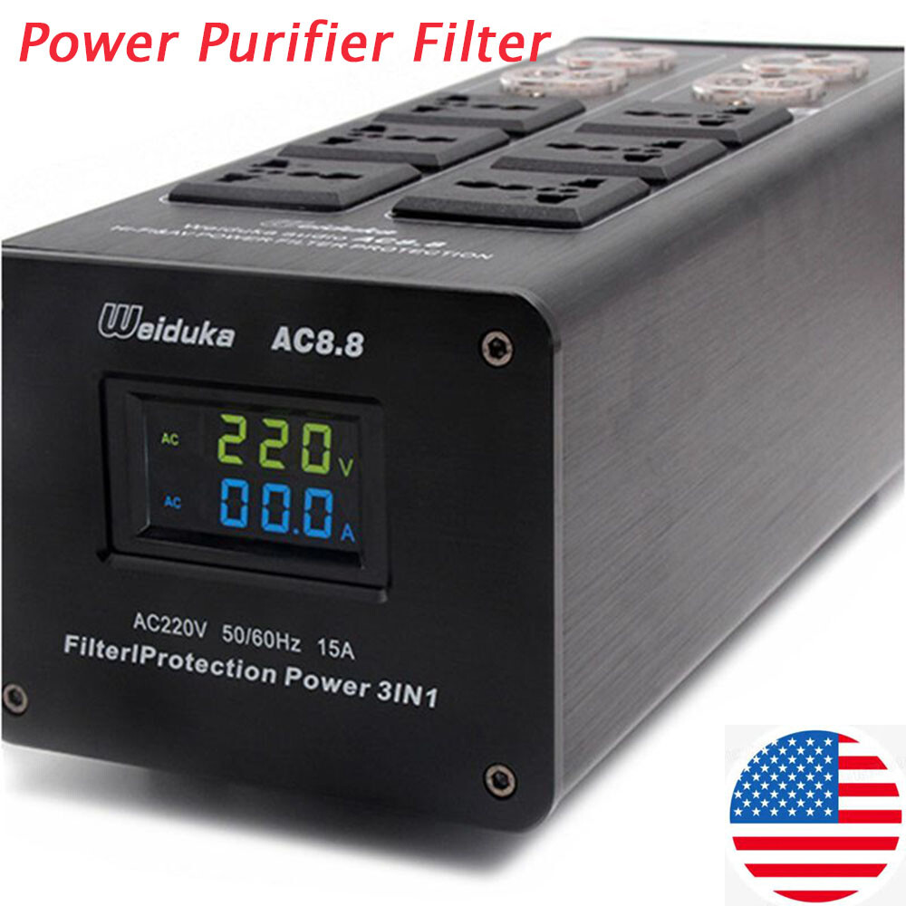 3KW 15A Audio Power Purifier Filter AC Power Hi-Fi Rear Projection Dual Display
