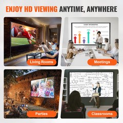VEVOR Projector Screen with Stand 120 inch 16:9 4K 1080 HD Movie Screen Tripods