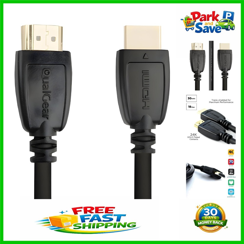 3ft HDMI 2.0 Cable – 24K Gold-Plated, Triple Shielded for 4K and 3D